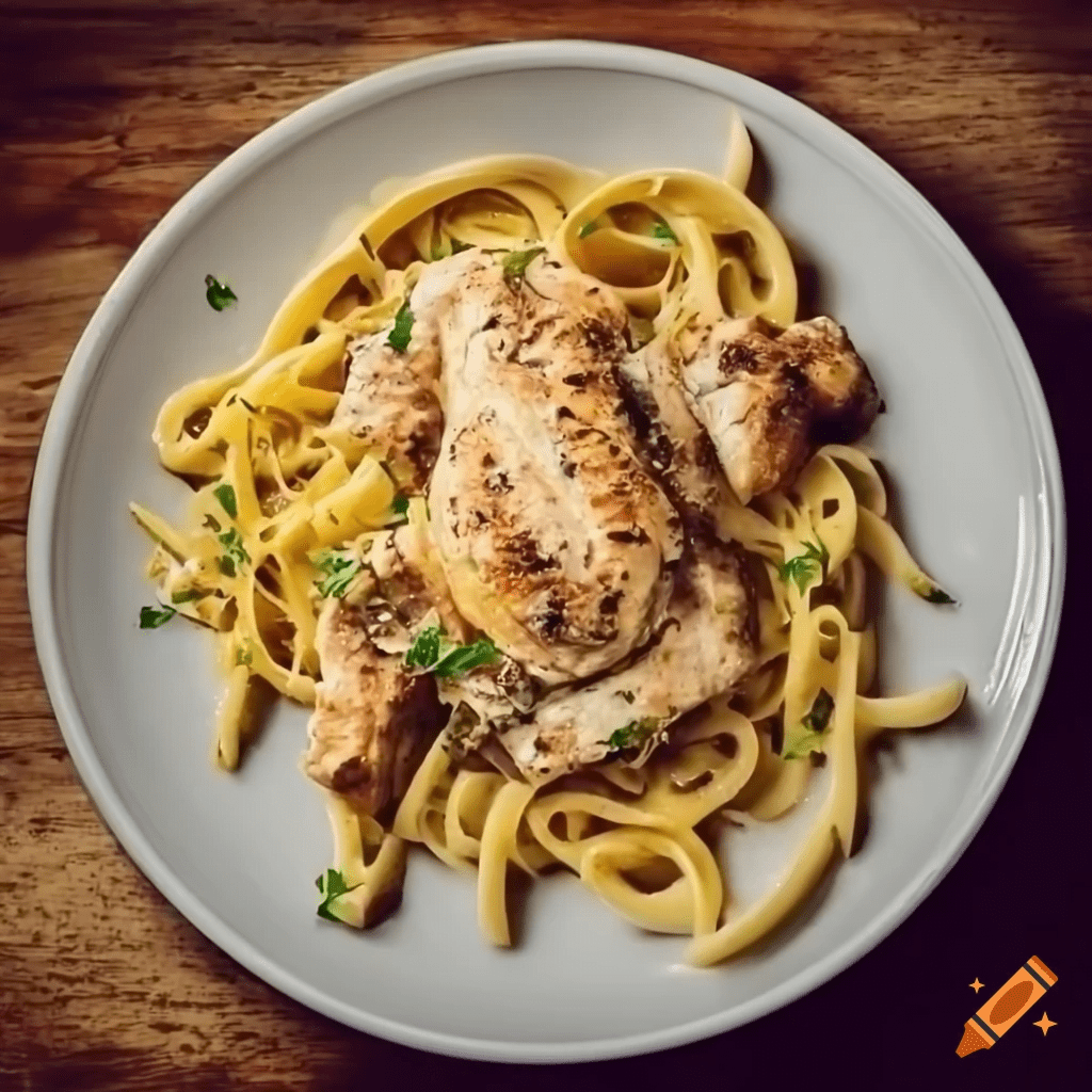 Fettuccine Alfredo com Frango 1 Fettuccine Alfredo com Frango