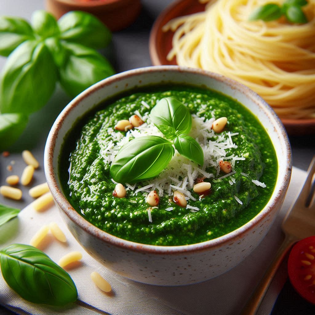 Molho Pesto de Manjericão 1 Molho Pesto de Manjericão