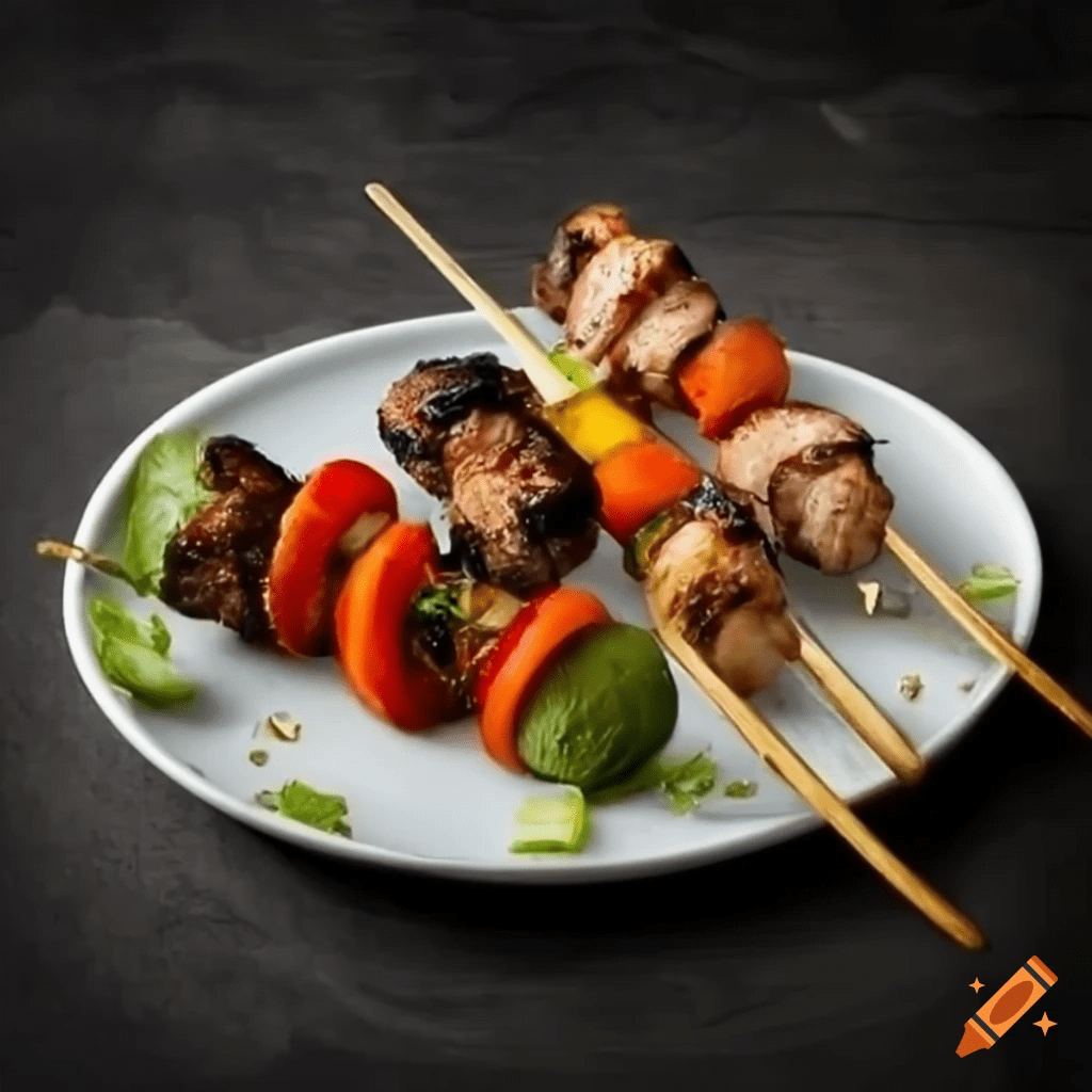 Espetinho de Carne com Legumes 1 Espetinho de Carne com Legumes